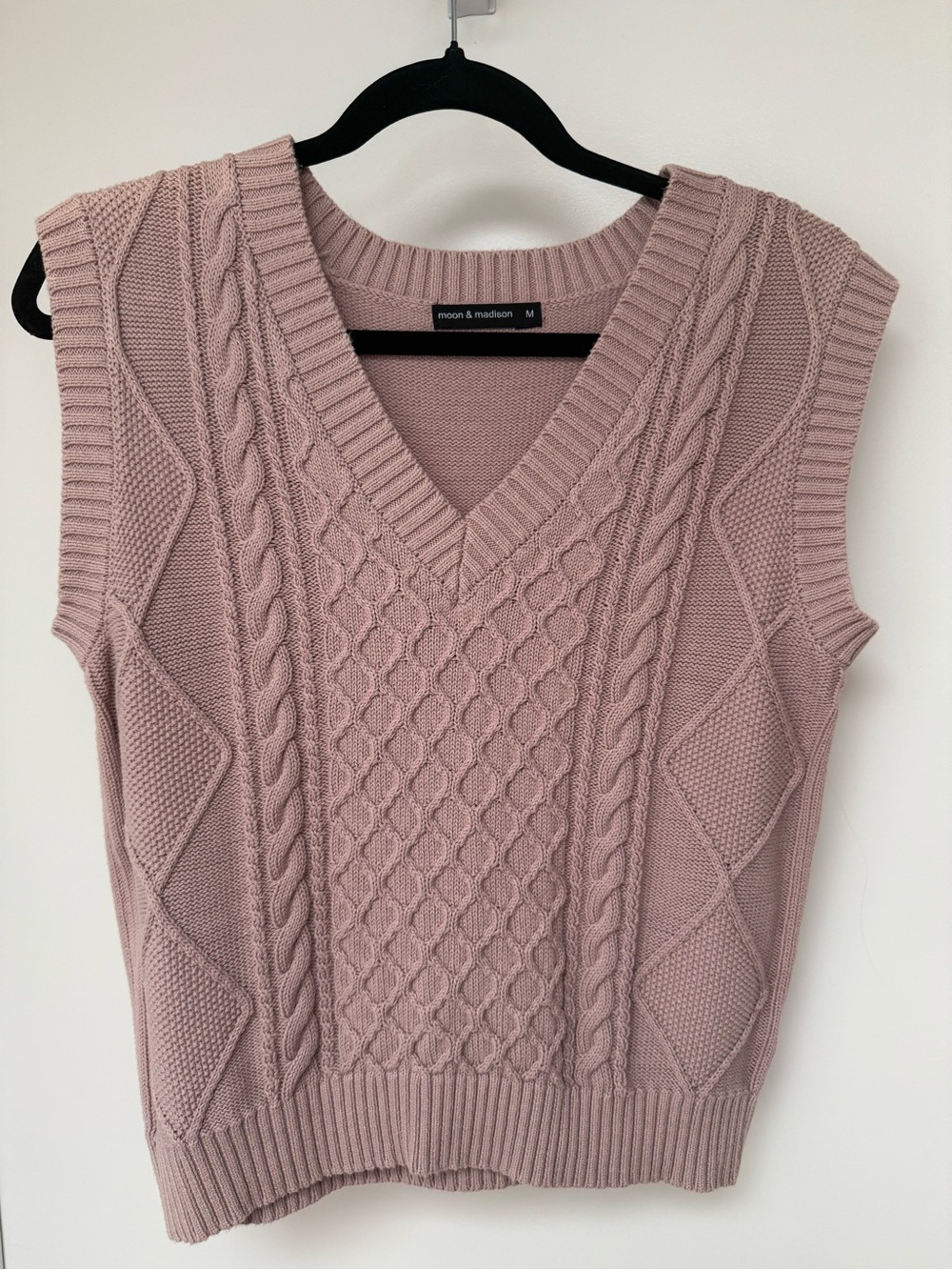moon & madison Dusty Rose Knit Sleeveless Vest